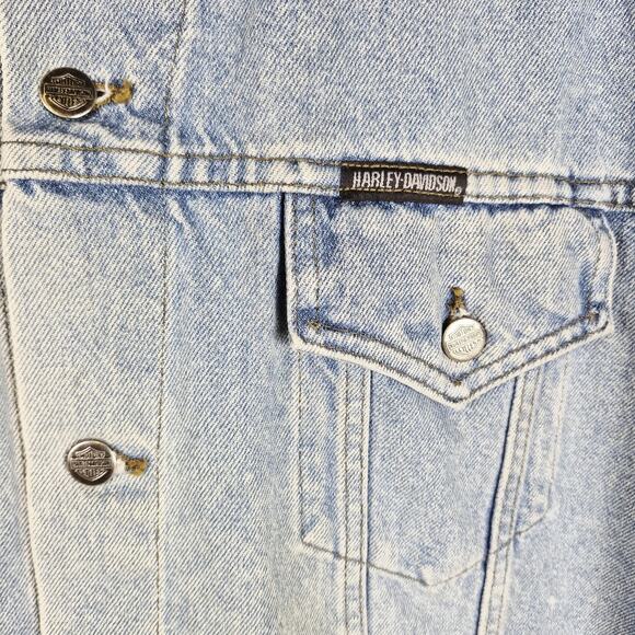 Harley Davidson Vintage Denim Jean Jacket Men's XL Embroidered Back Eagle Patch - Picture 11 of 11